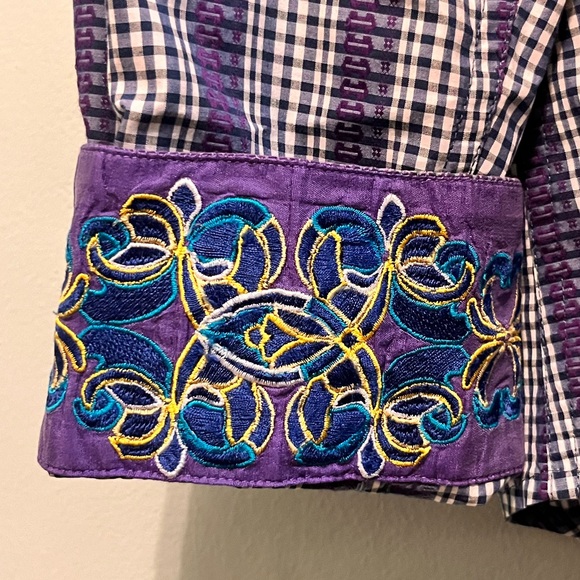 Robert Graham- Men’s XL -Purple & White -100% Cotton- Art Print Button-up Shirt - Picture 12 of 13